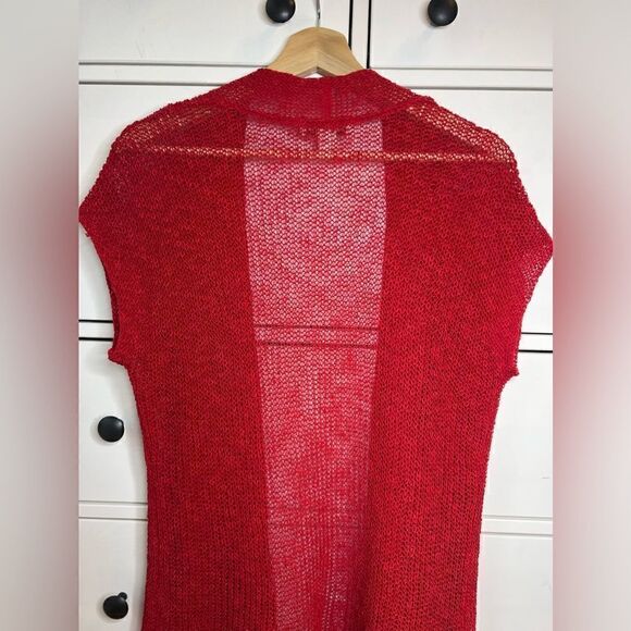 Coldwater Creek linen red Christmas cardigan top size XS 4-6 knit short sleeve - Picture 10 of 15